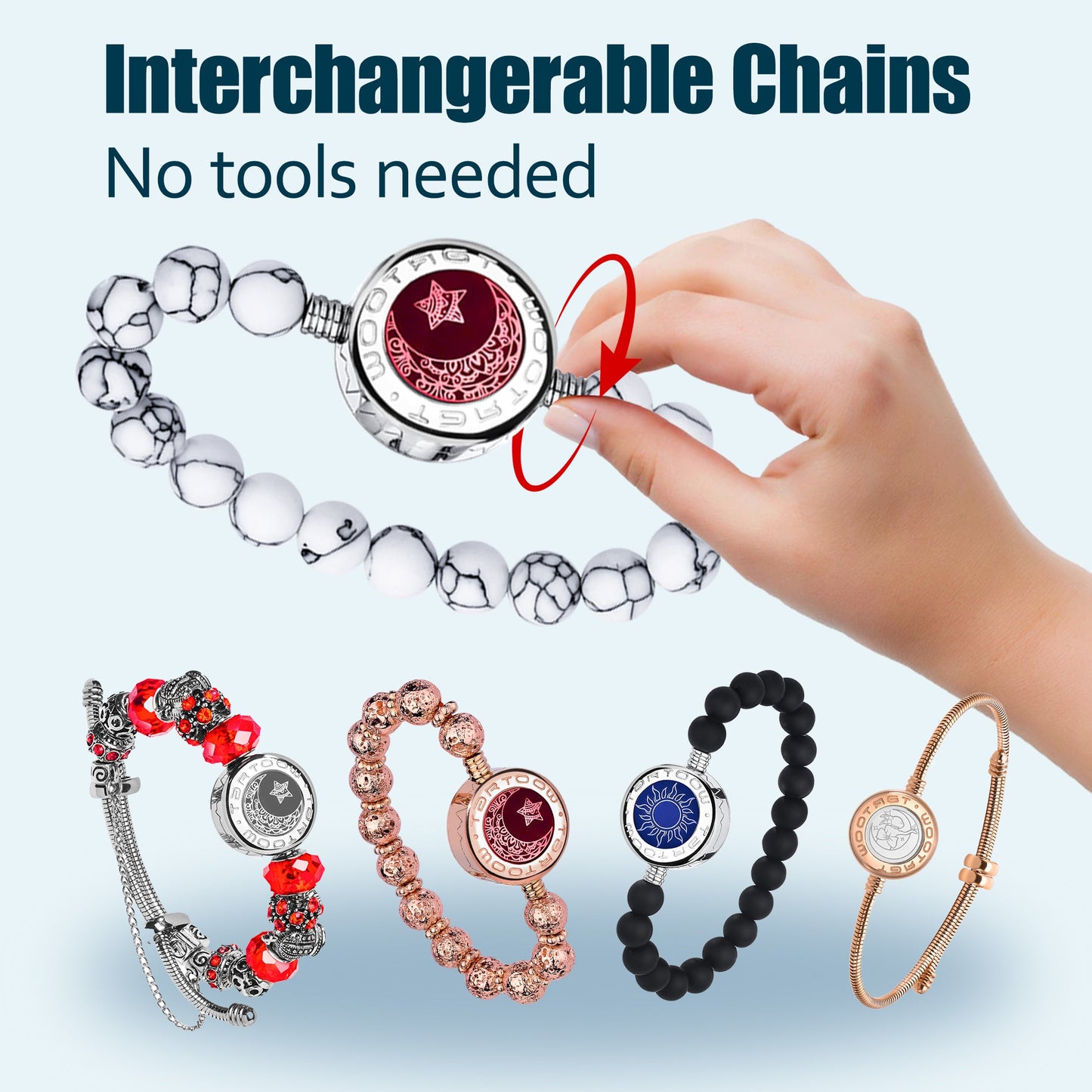 tartoow Long Distance Touch Vibration Bracelets Long Distance Relationship Gifts for Girlfriend Boyfriend Love Bracelets for Couples Bluetooth MB001