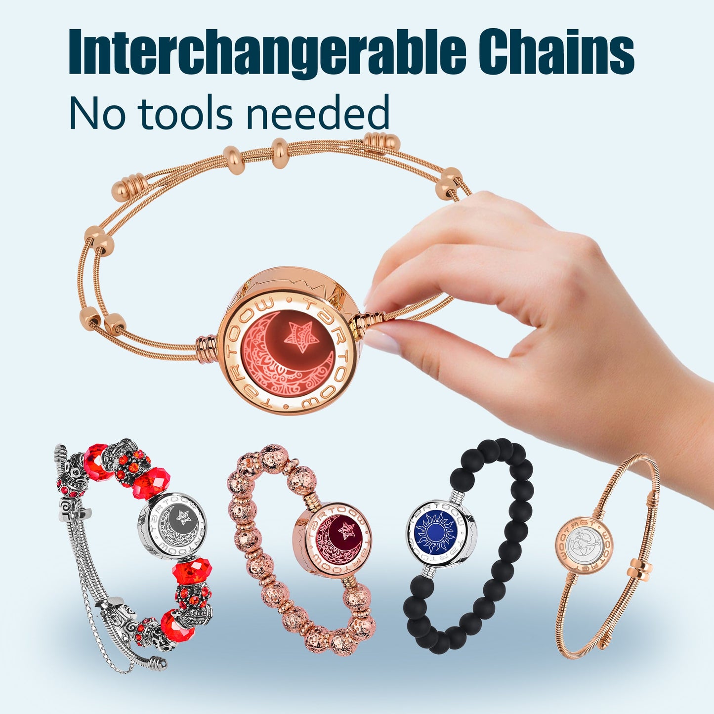 tartoow Long Distance Touch Vibration Bracelets Long Distance Relationship Gifts for Girlfriend Boyfriend Love Bracelets for Couples Bluetooth GD001