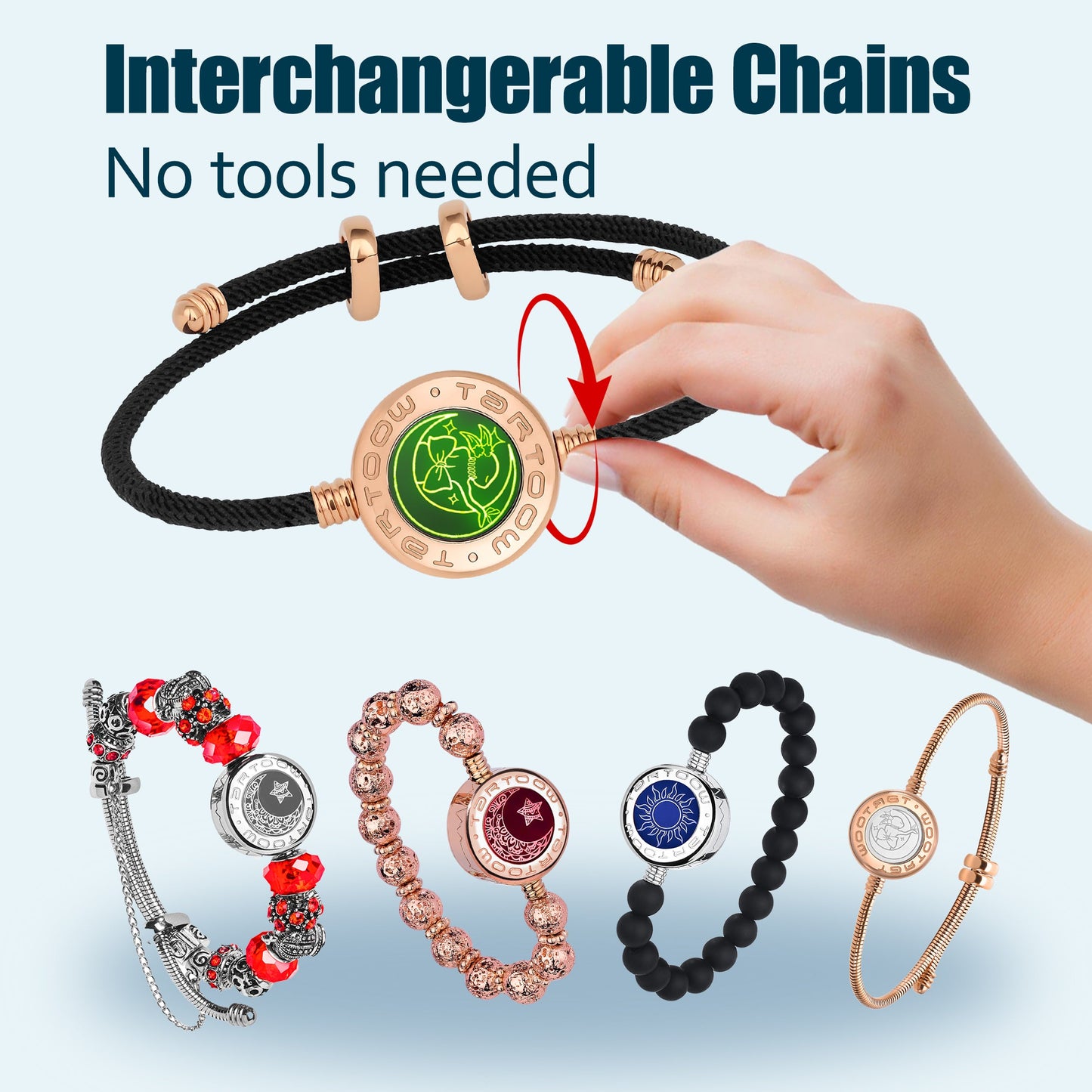 tartoow Long Distance Touch Vibration Bracelets Long Distance Relationship Gifts for Girlfriend Boyfriend Love Bracelets for Couples Bluetooth MB001