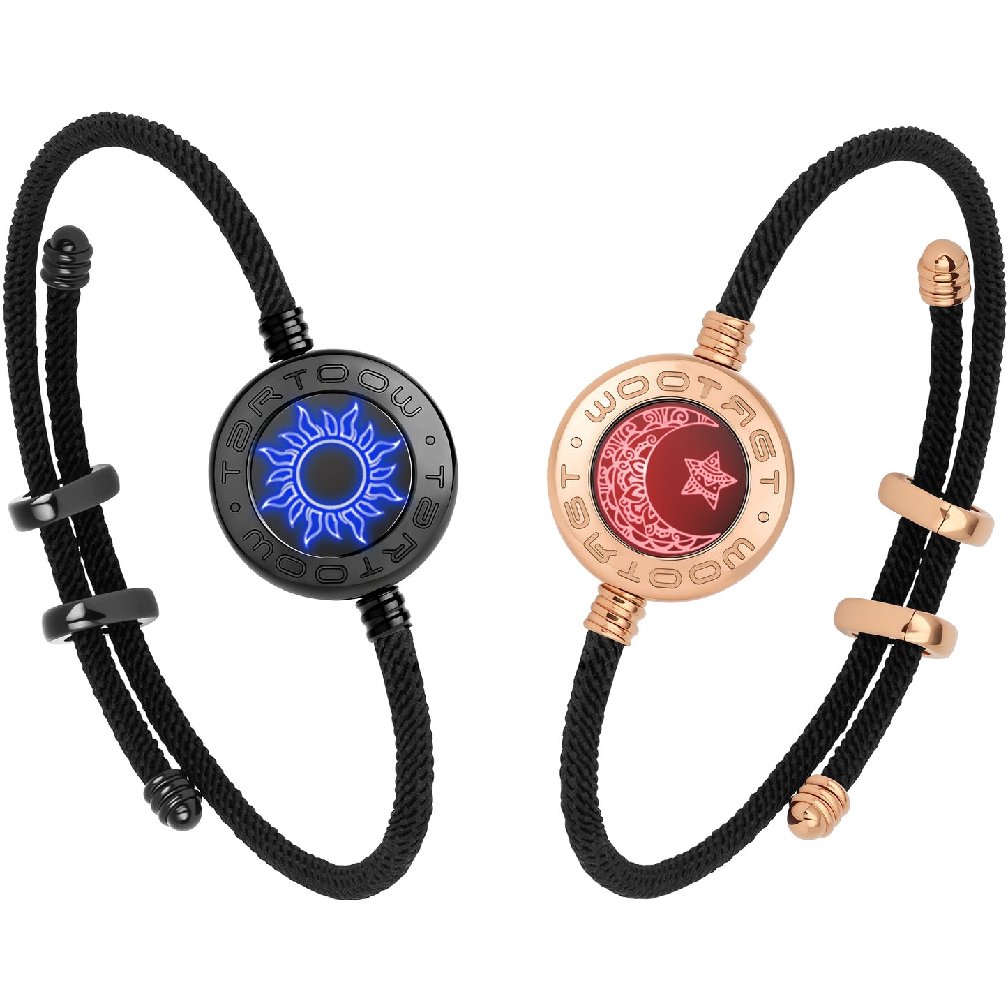 tartoow Long Distance Touch Vibration Bracelets Long Distance Relationship Gifts for Girlfriend Boyfriend Love Bracelets for Couples Bluetooth MB001