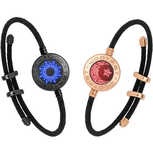 tartoow Long Distance Touch Vibration Bracelets Long Distance Relationship Gifts for Girlfriend Boyfriend Love Bracelets for Couples Bluetooth MB001