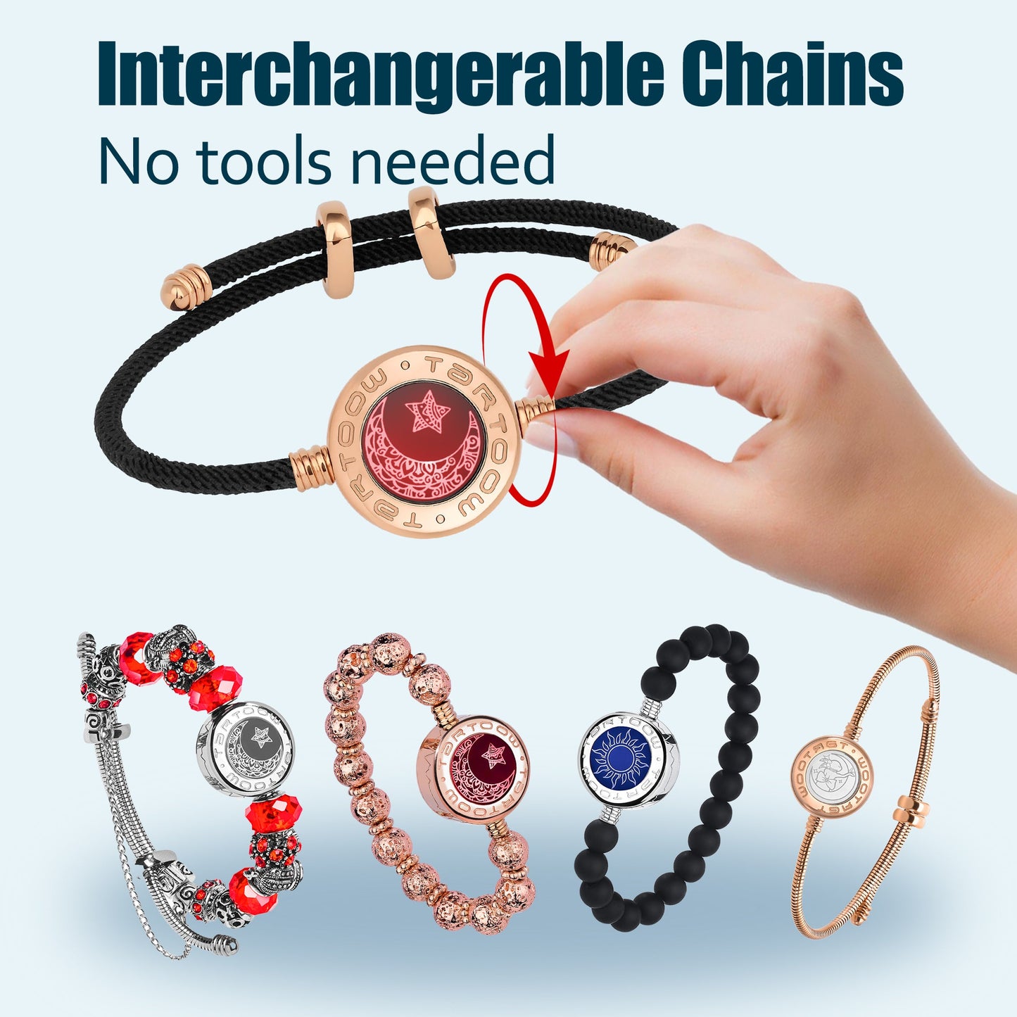 tartoow Long Distance Touch Vibration Bracelets Long Distance Relationship Gifts for Girlfriend Boyfriend Love Bracelets for Couples Bluetooth MB001