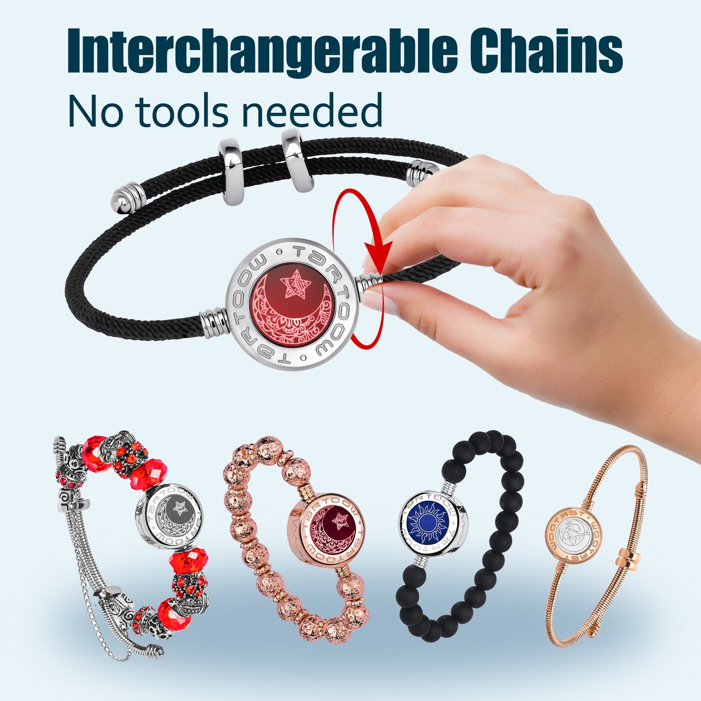 tartoow Long Distance Touch Vibration Bracelets Long Distance Relationship Gifts for Girlfriend Boyfriend Love Bracelets for Couples Bluetooth MB001
