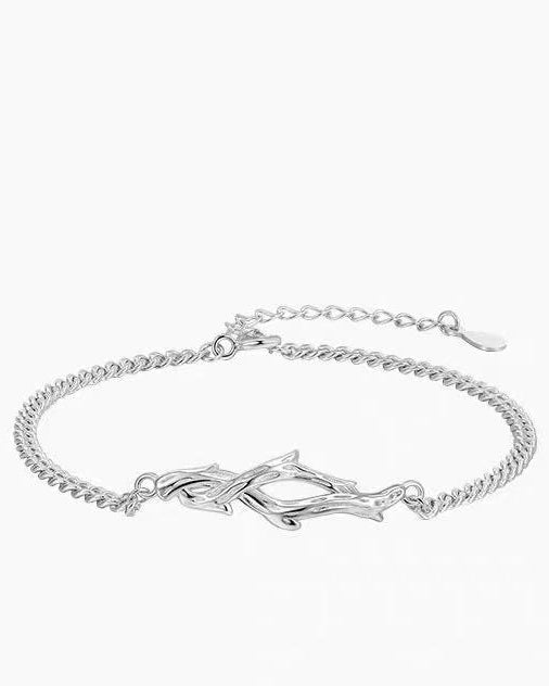 tartoow Thorn Rose Couple Bracelet Set Silver Adjustable Chain Matching Jewelry Gift for Women Men Romantic Friendship Anniversary SL01
