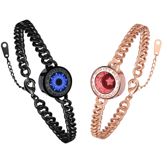 tartoow Long Distance Touch Vibration Bracelets Long Distance Relationship Gifts for Girlfriend Boyfriend Love Bracelets for Couples Bluetooth GD001