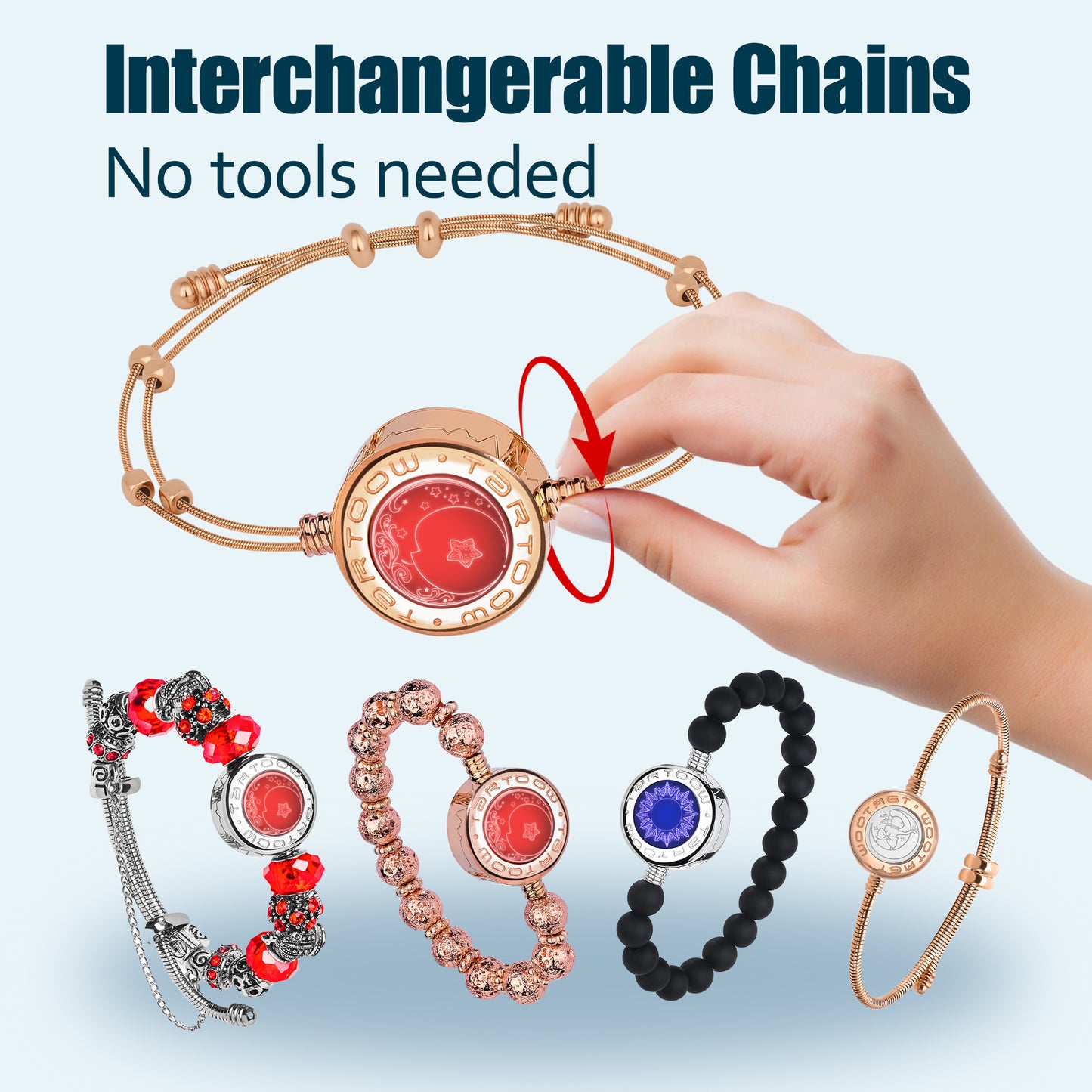 tartoow Long Distance Touch Vibration Bracelets Long Distance Relationship Gifts for Girlfriend Boyfriend Love Bracelets for Couples Bluetooth GD001