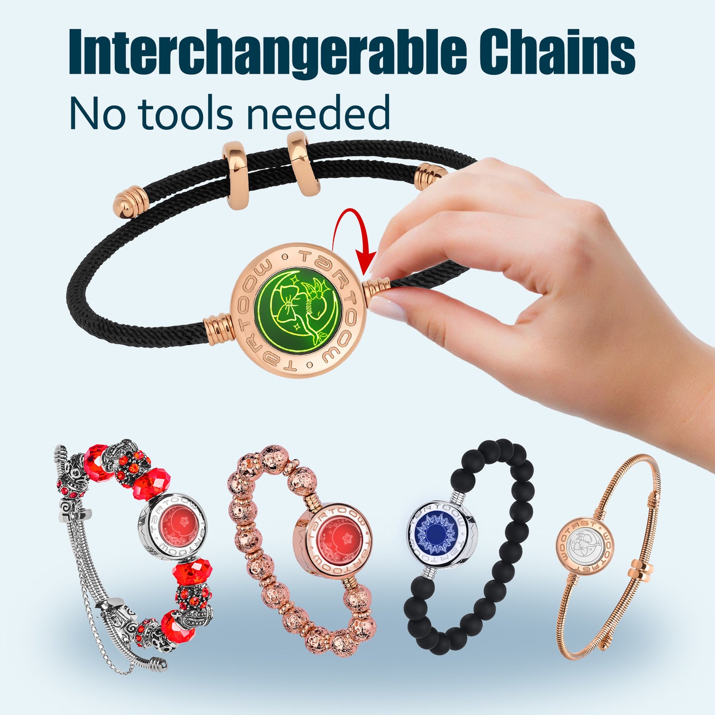 tartoow Long Distance Touch Vibration Bracelets Long Distance Relationship Gifts for Girlfriend Boyfriend Love Bracelets for Couples Bluetooth MB001